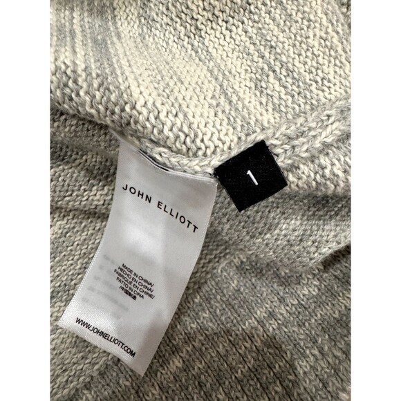 John Elliot Juke Cardigan Cotton Heavy Chunky Fisherman Rib Knit Mens S (1) Gray - Picture 5 of 8